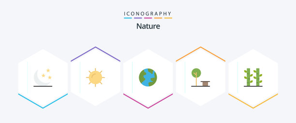 自然25平面图标包包括植物中国图片下载