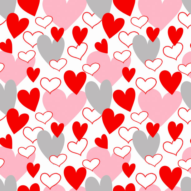 浪漫的无缝模式。情人节的背景是心形的图片下载