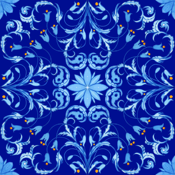 珐琅的模式。西西里手绘蓝色装饰。传统的青花瓷砖。葡萄牙传统的azulejo图案。摩洛哥风格。图片下载