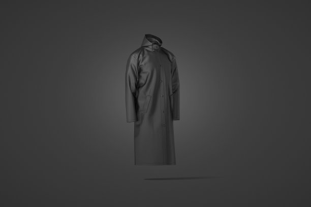 空白黑色防护雨衣模型在黑暗的背景图片下载