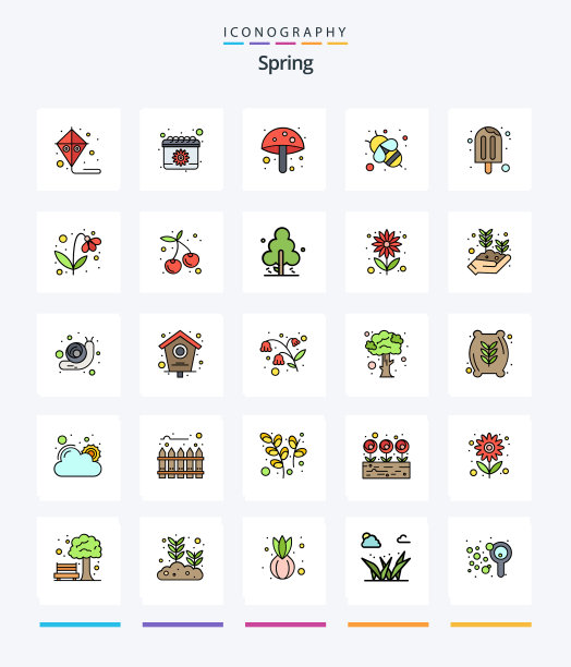 创意春25行填充图标包如图片下载