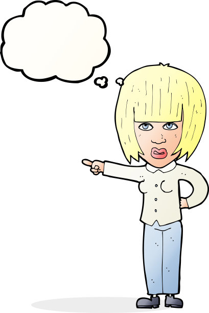 卡通指向惹恼女人的思想泡泡图片下载