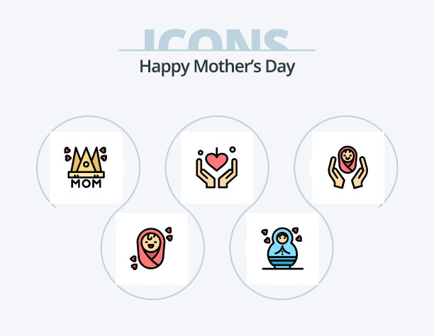 母亲节快乐行满图标包5个图标图片下载