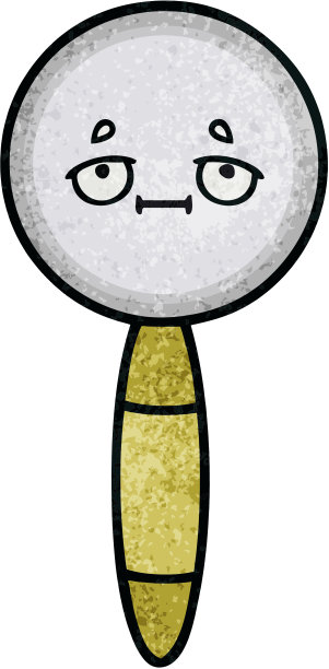 一个放大镜的复古垃圾质感卡通图片下载