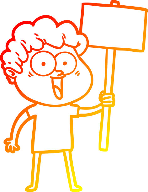 温暖的梯度线绘制卡通快乐的人图片下载