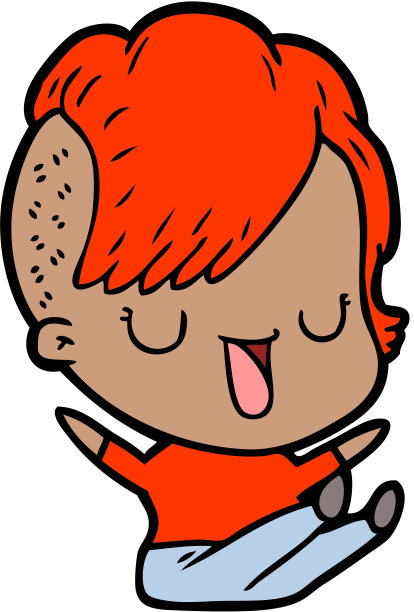 可爱的卡通女孩，时髦的发型图片下载