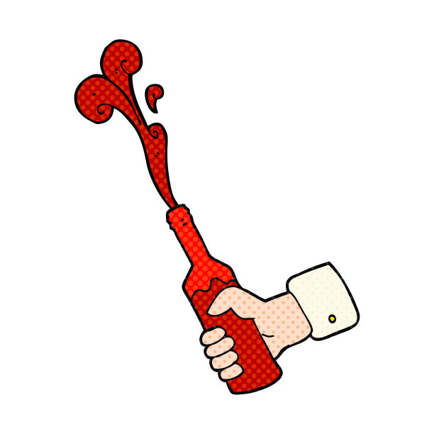 手绘卡通手握酒瓶图片下载