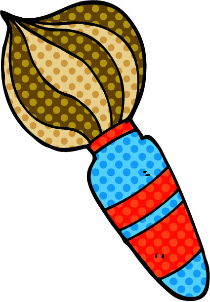 卡通涂鸦的一个大油漆刷图片下载