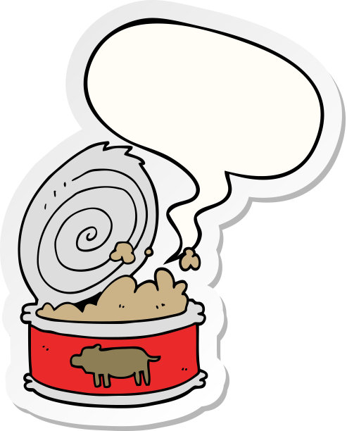 卡通罐头食品与语音气泡贴纸图片下载