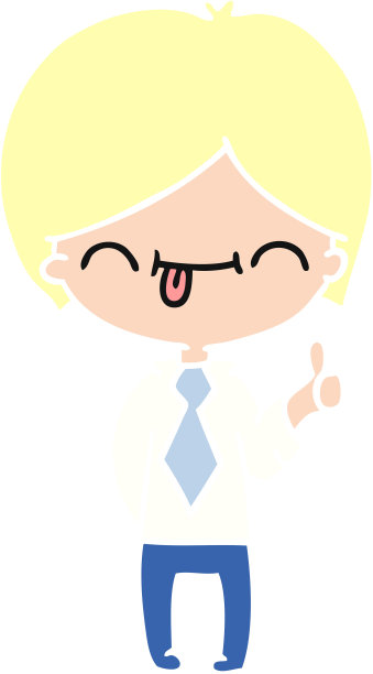 徒手画的卡通男孩的大拇指向上图片下载