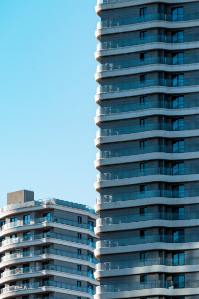 现代都市高端公寓外观特写图片下载