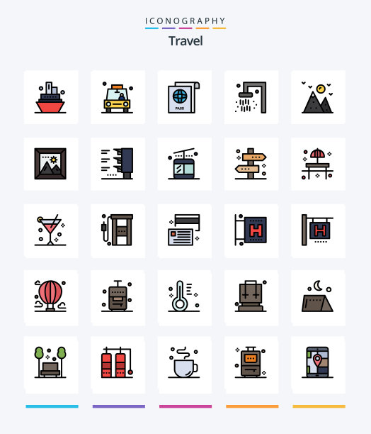 创意旅行25行填满图标包等图片下载