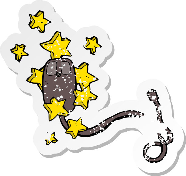 复古心疼贴纸的卡通电脑鼠标图片下载