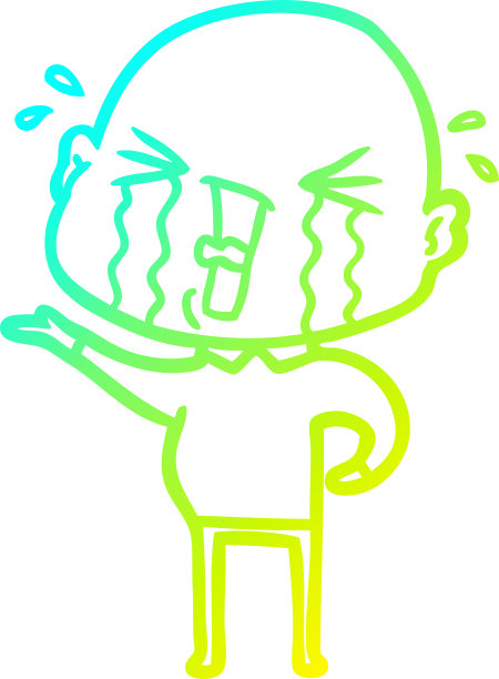 冷梯度线画一个卡通哭泣的秃头男人图片下载