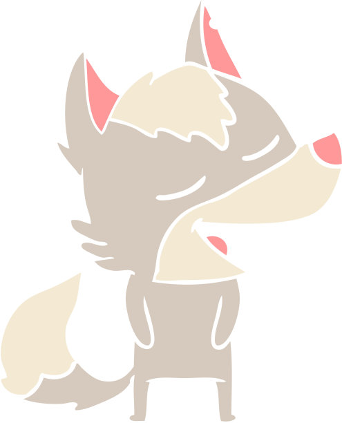 平面色彩风格卡通狼笑图片下载