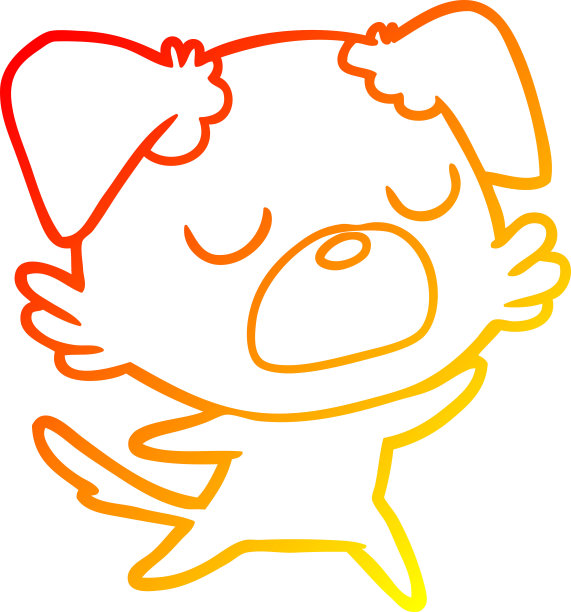 温暖的梯度线绘制的卡通狗图片下载