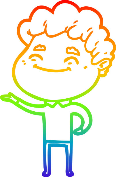 卡通友善男人彩虹渐变线条画图片下载