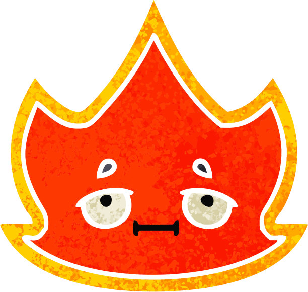 复古插画风格的卡通火灾图片下载