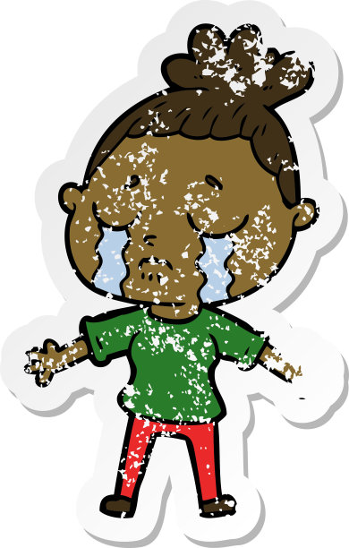 悲伤的贴纸卡通哭泣的女人图片下载