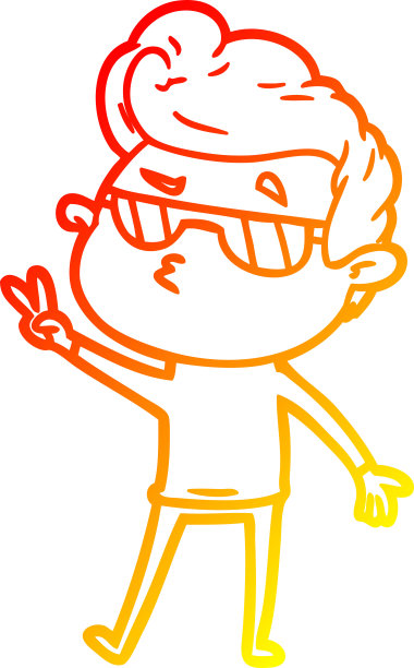 温暖的梯度线绘制一个卡通酷家伙图片下载