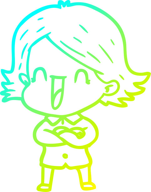 冷梯度线画的卡通笑女人图片下载