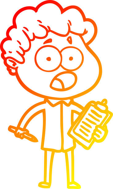 卡通男人惊讶喘息暖色渐变线条画图片下载