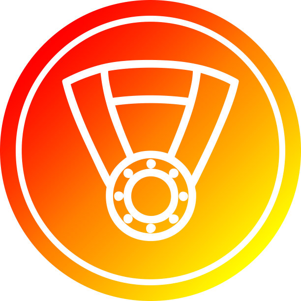 奖章奖励圆形图标与温暖梯度完成图片下载