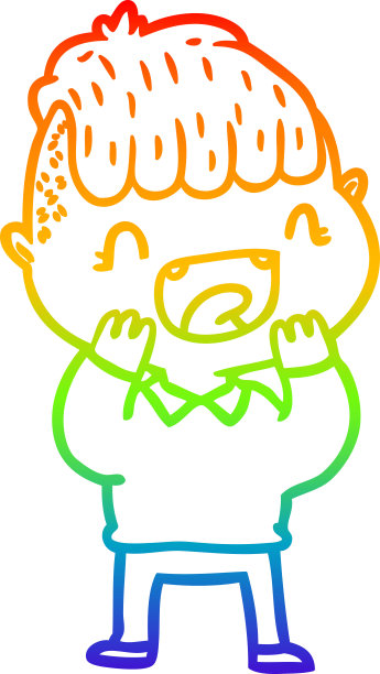 彩虹渐变线画一个卡通快乐的男孩笑图片下载