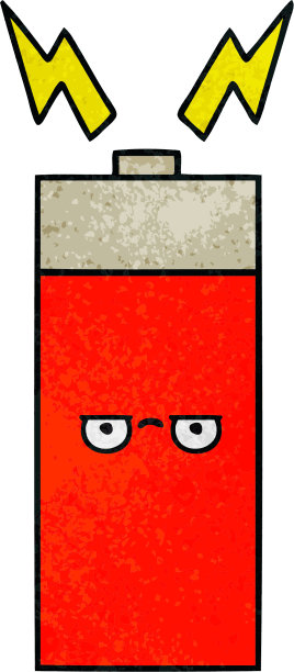 一个电池的复古垃圾质感卡通图片下载