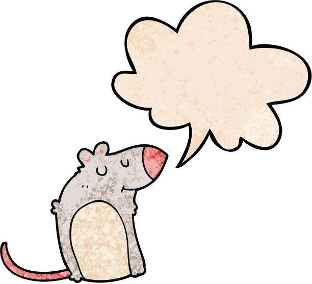 卡通肥鼠与语音泡沫在复古纹理风格图片下载