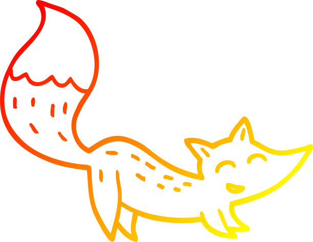 温暖的梯度线绘制卡通快乐的狐狸图片下载