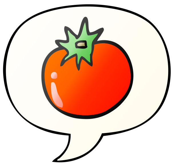 卡通番茄与语音气泡平滑渐变风格图片下载