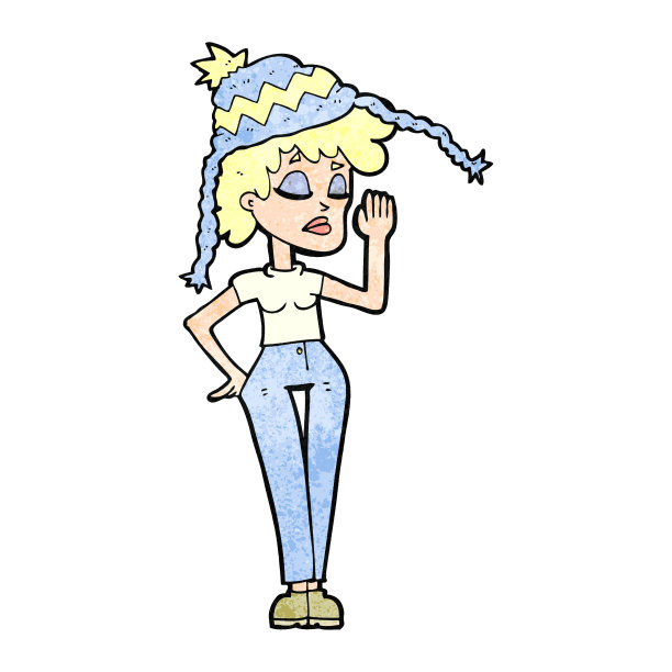 卡通女人戴着冬天的帽子图片下载