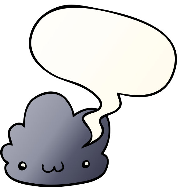 可爱的卡通云与语音气泡平滑渐变风格图片下载