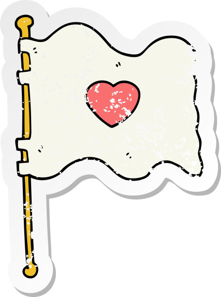 心疼贴纸的卡通旗帜与爱心图片下载