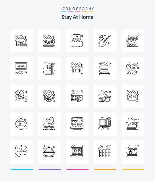 创意宅在家里25个轮廓图标包这样图片下载