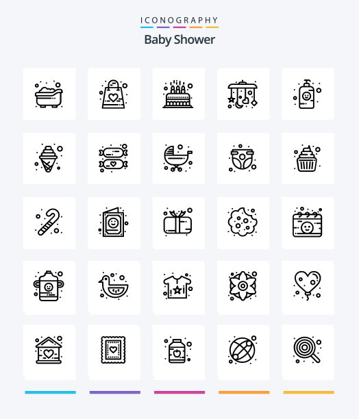 创意宝宝沐浴礼25个轮廓图标包如图片下载