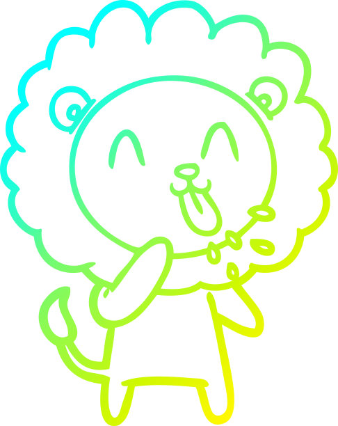 冷梯度线绘制一个快乐的卡通狮子图片下载