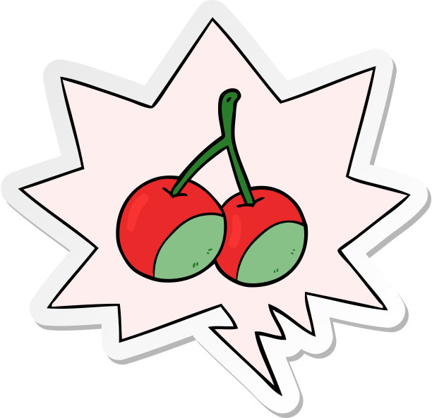 卡通樱桃和语音泡泡贴纸图片下载