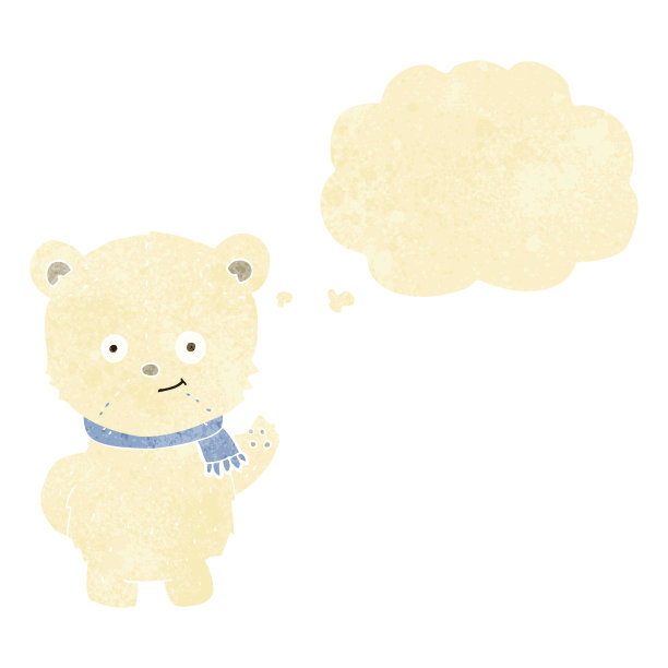 可爱的卡通北极熊与思想泡泡图片下载