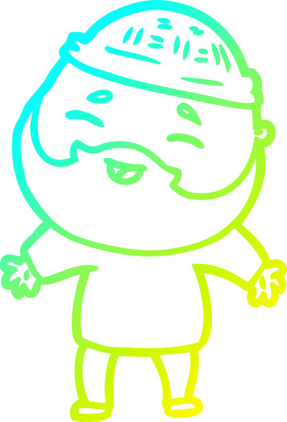 冷梯度线画一个卡通快乐的大胡子男人图片下载
