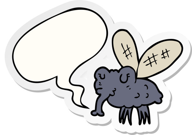 卡通苍蝇与语音泡泡贴纸图片下载