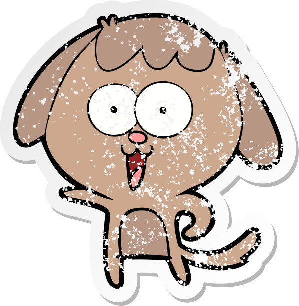 一个可爱的卡通狗心疼贴纸图片下载