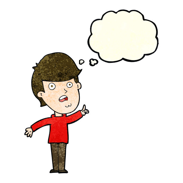 卡通男人带着思考泡泡提问图片下载