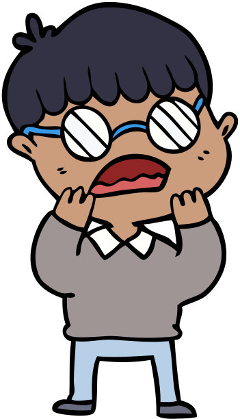 卡通震惊男孩戴眼镜图片下载