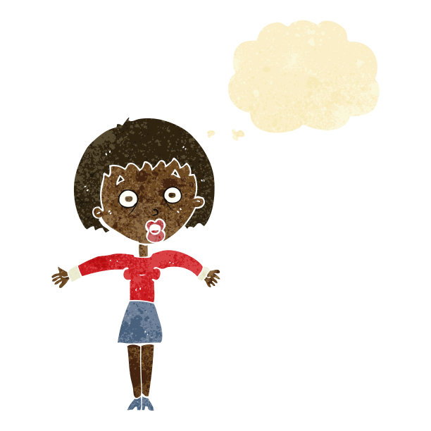 卡通女人与思想泡泡耸肩图片下载