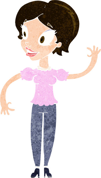 挥手的卡通女人图片下载