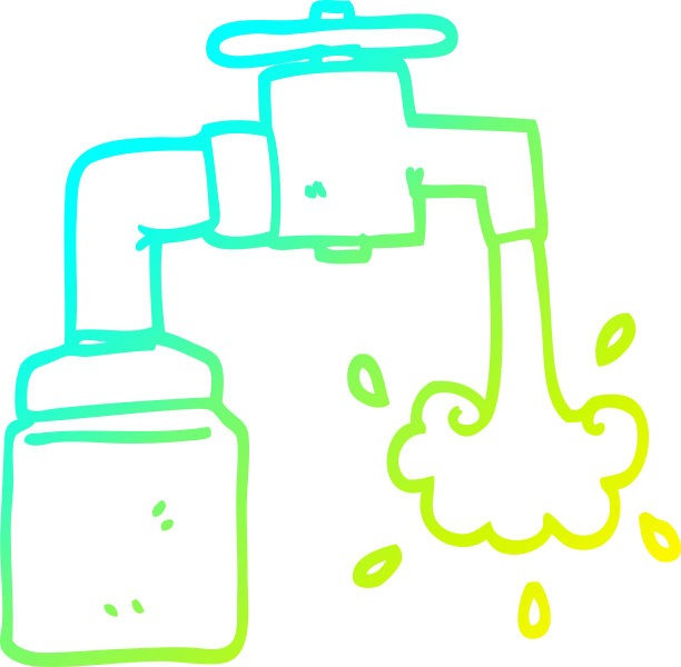 冷梯度线绘制的卡通运行水龙头图片下载