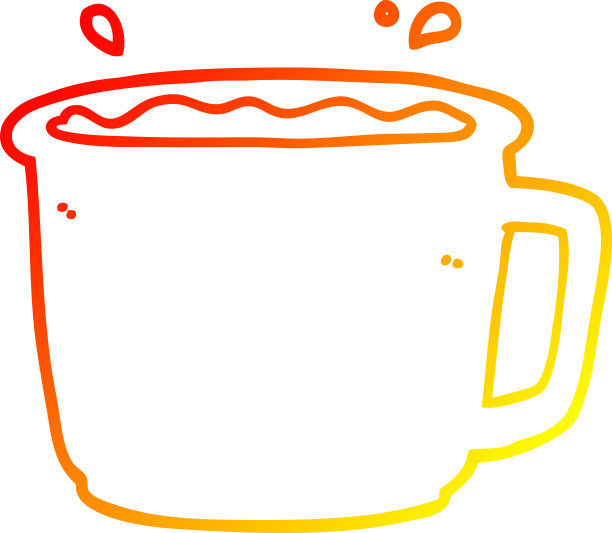 温暖的渐变线条绘制卡通咖啡杯图片下载