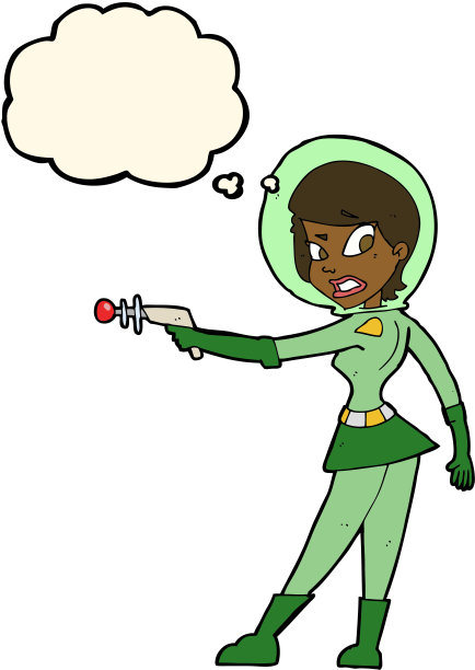 带着思想泡泡的卡通科幻女孩图片下载